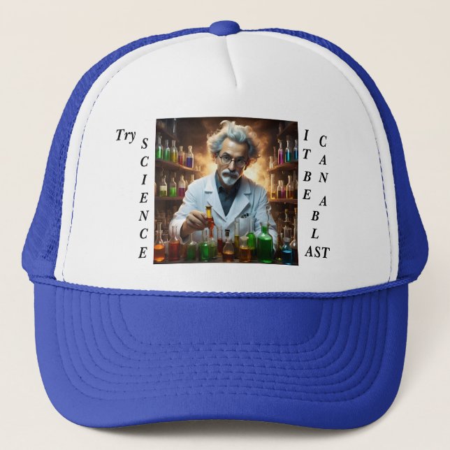 Scientist In A Laboratory Mixing Potions, Trucker Hat (Front)