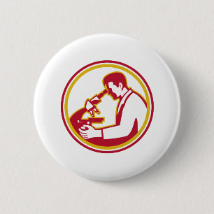 Scientist Lab Researcher Chemist Microscope Retro 6 Cm Round Badge