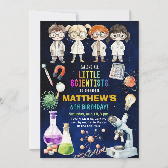 Scientist, Mad Science birthday invite. Invitation (Front)