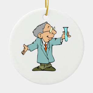 Scientist Nerd in Lab Coat With Test Tube Ceramic Ornament