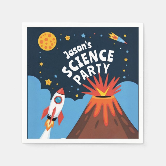 scientist party stem rocket science kids napkin (Front)