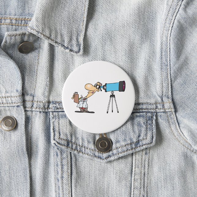 Scientist with Telescope Astronomy Science Humour  7.5 Cm Round Badge (Creator Uploaded)