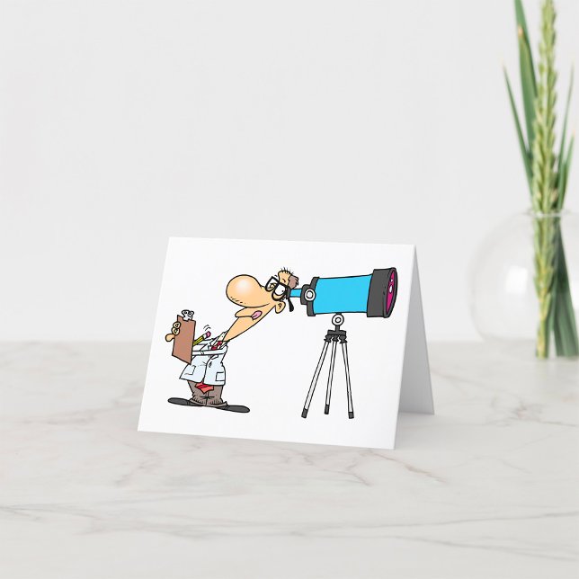 Scientist with Telescope Astronomy Science Humour  Thank You Card (Creator Uploaded)