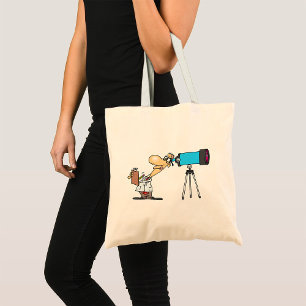 Scientist with Telescope Astronomy Science Humour Tote Bag