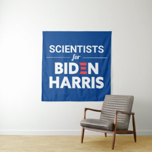 Scientists for Biden Harris Custom Text Blue Tapestry