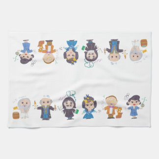 Scientists in a row II Tea Towel