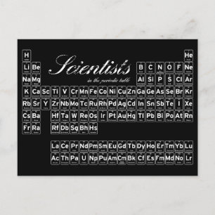 Scientists in the periodic table postcard