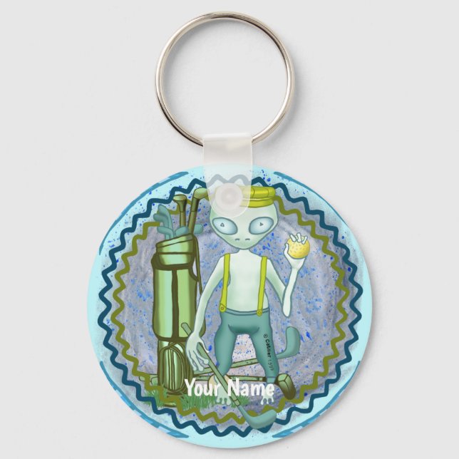 scifi Alien Golf  keychain (Front)