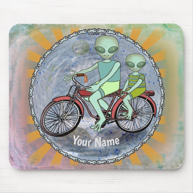 Scifi Alien Riding Bike  Mouse Pad (Front)