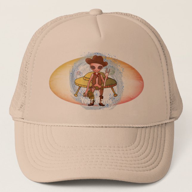 Scifi Cowboy alien Trucker Hat (Front)