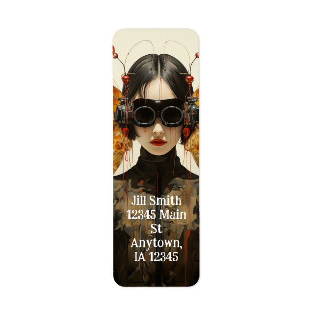Scifi Insect Woman Return Address Label (Front)