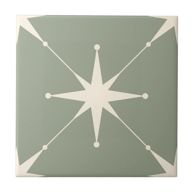 Scintilla green Star Ceramic Tile (Front)