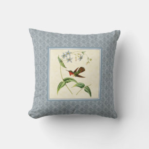 Scintillant Hummingbird Damask Pillow