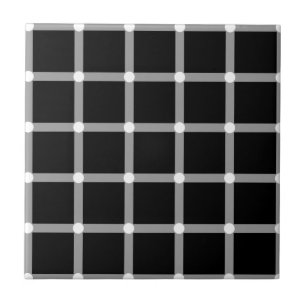 Scintillating black & white grid optical illusion ceramic tile