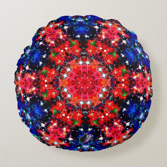 Scintillation Stellar Kaleid Round Pillow (Front)