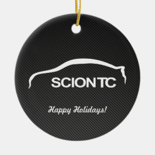 Scion TC White Silhouette w/ Faux Carbon Ornament