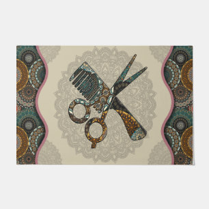 Scissor And Brusher Doormat, Hair Dresser Gift   Doormat