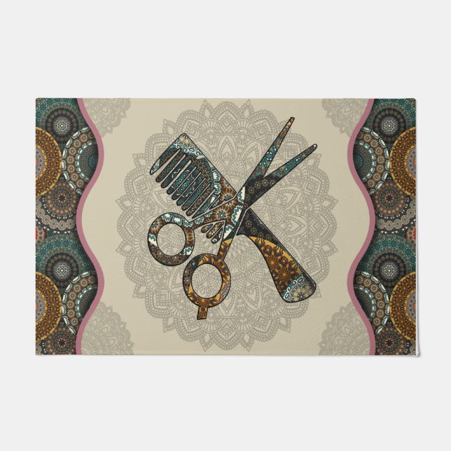 Scissor And Brusher Mat, Hair Stylist   Doormat (Front)