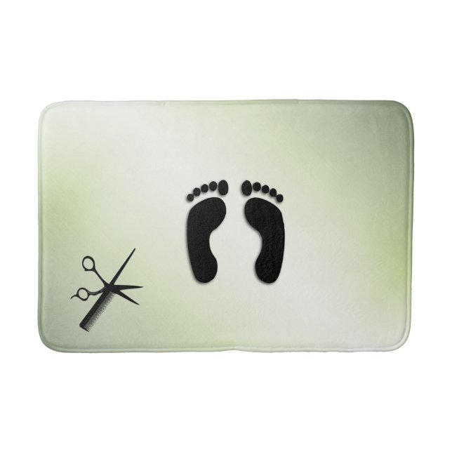 Scissor and Comb Green Bath Mat (Front)