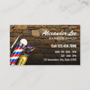 Scissor Barber Pole Stone Barber Shop Business  Card