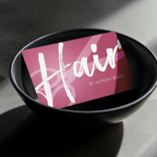 Scissor & Brush Script Dark Pink Hair Stylist Business Card