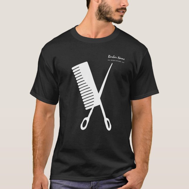 Scissor Hair Comb Barber Creative simple T-Shirt (Front)