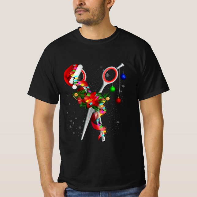 Scissor Hairstylist Santa Christmas Hair Stylist H T-Shirt (Front)