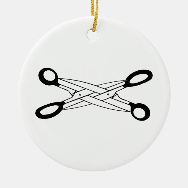 SCISSOR TIME CERAMIC ORNAMENT (Front)