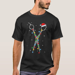 Scissor Xmas Lights Santa Barber Hairstylist Chris T-Shirt