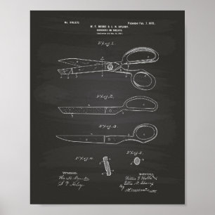 Scissors 1899 Patent Art Chalkboard Poster