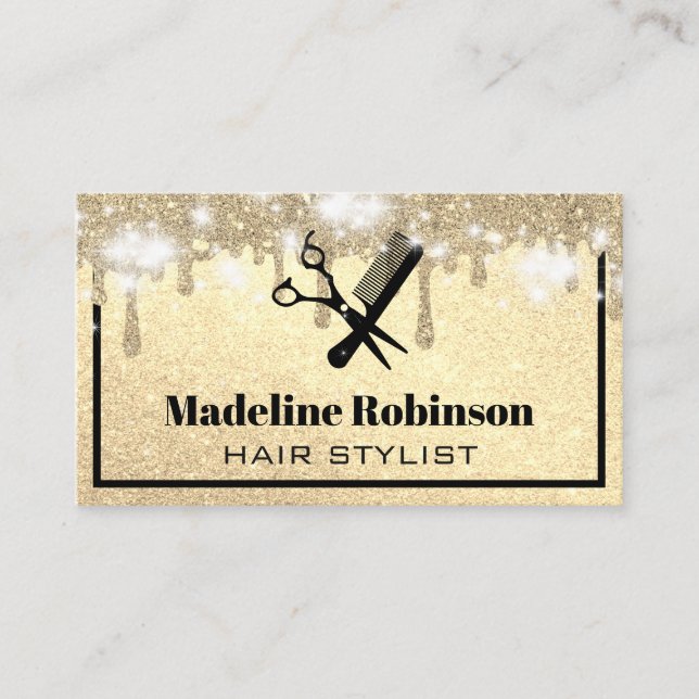 Scissors and Comb | Glitter and Sparkle Business Card (Front)