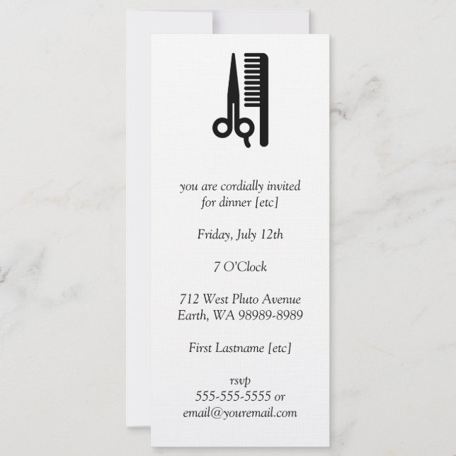 Scissors and Comb Invitation (Front)