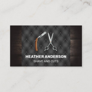 Scissors and Razor   Wood and Button Fabric Business Card