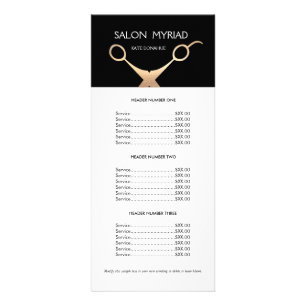 Scissors Black Salon Price List Rack Card