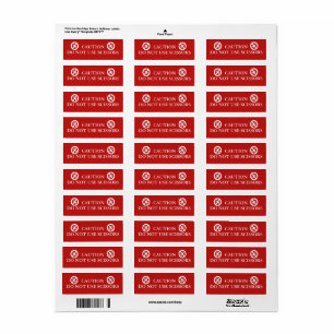 Scissors Caution Do Not Use Vintage Inspired Red Return Address Label