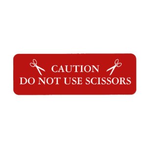 Scissors Caution Do Not Use Vintage Inspired Red Return Address Label