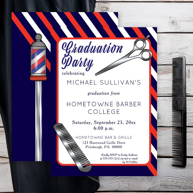 Scissors | Comb Barber School Graduation Party Invitation (Scissors and Comb Barber School Graduation Party Invitation -- Print | Digital Download)