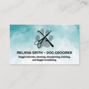 Scissors Comb Dog Groomer Paw Appointment Card