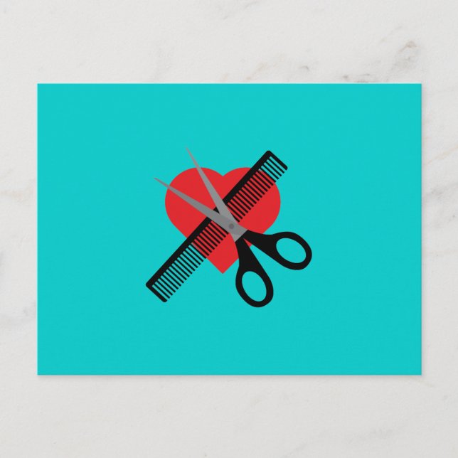 scissors & comb & heart postcard (Front)