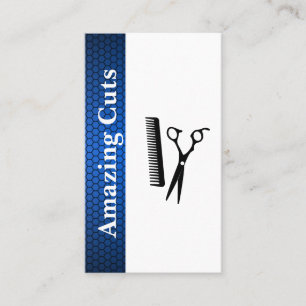 Scissors Comb Logo Geometric Trim Pattern Business Card
