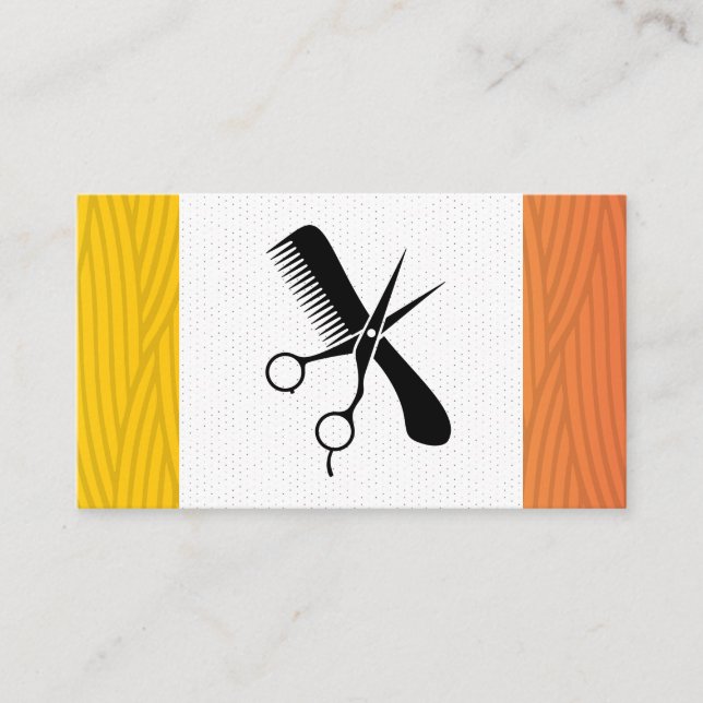 Scissors Comb Logo | Modern Art Weave Pattern Appointment Card (Front)