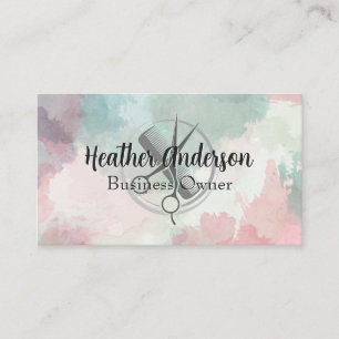 Scissors Comb Logo Watercolor Background Appointment Card