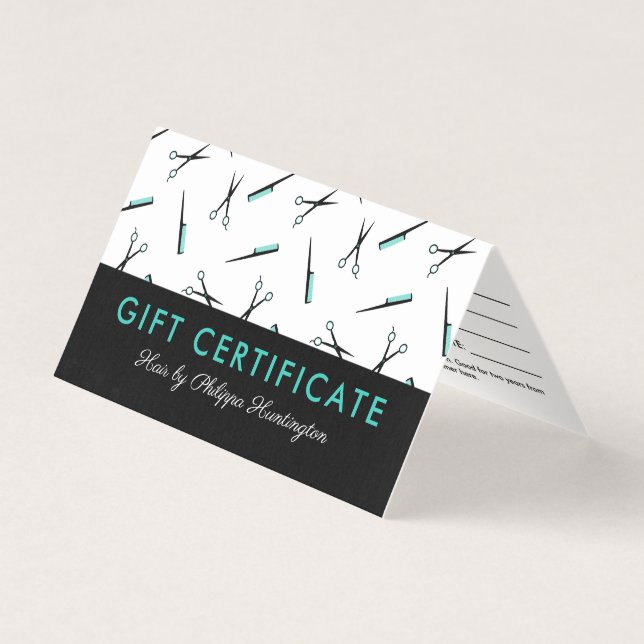 Scissors & Combs Hair Salon Gift Certificate (Front)