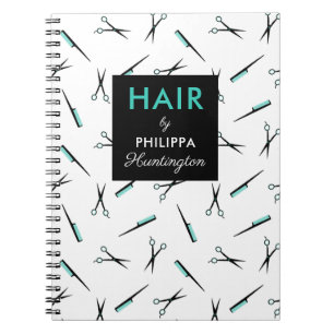 Scissors & Combs Pattern Hair Stylist Notebook