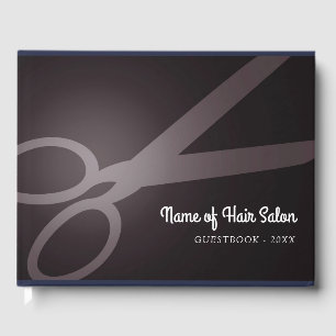Scissors Dark Brown & White Hair Salon Guest Book