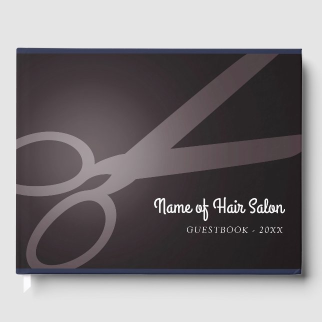 Scissors | Dark Brown & White | Hair Salon Guest Book (Front)