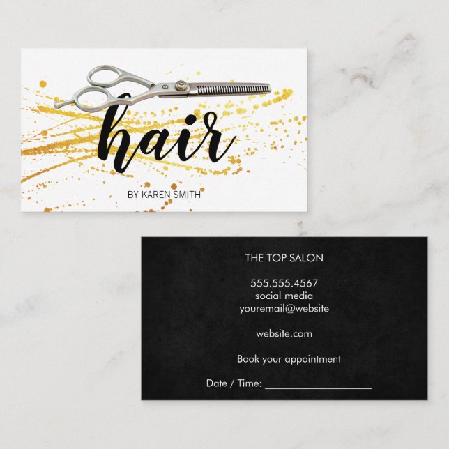 Scissors Hair Stylist | Hair Salon Beauty Appointment Card (Front/Back)