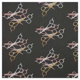 Scissors Hair Stylist Salon Metallics Glitter Fabric