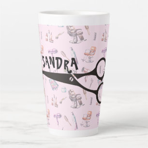 Scissors Hairdresser Stylist Personalised Latte Mug