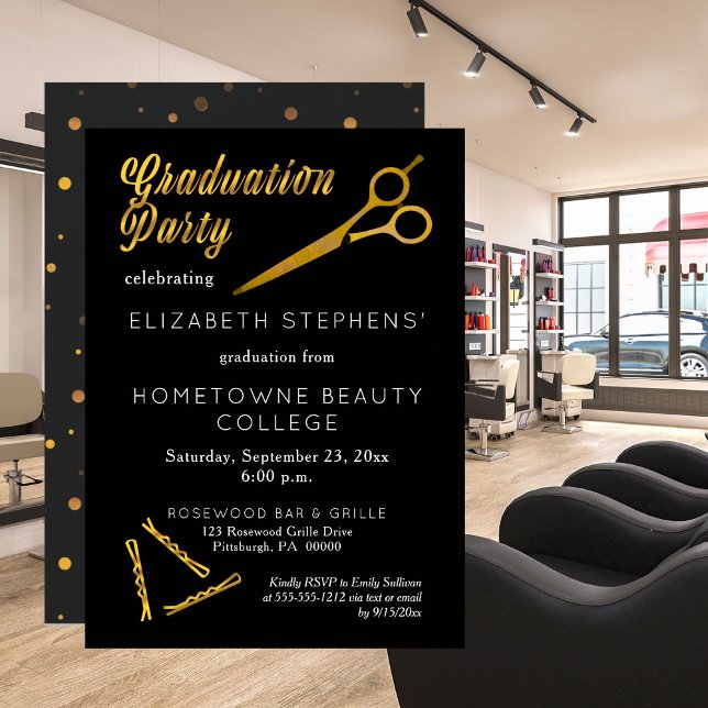 Scissors | Hairpin Beauty School Graduation Party Invitation (Creator Uploaded)